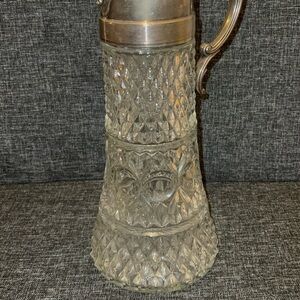 Vintage Crystal Pitcher with Silver Accents